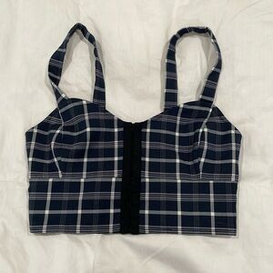 Cute BP hook front cropped plaid tank